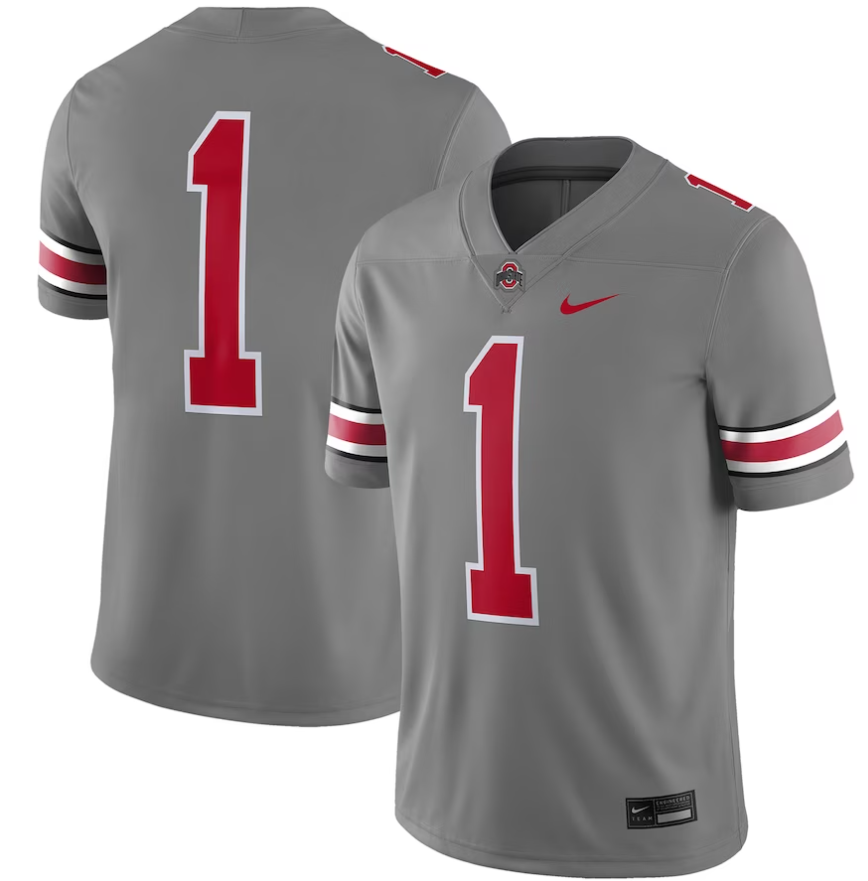 Men 2023 NCAA Nike Ohio State Buckeyes #1 Nike Game Jersey SteelScarlet 